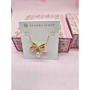 Authentic Kendra Scott Gold and Pink Bow Necklace